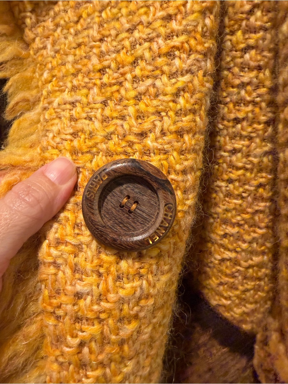 CHANEL Mustard Yellow Tweed & Shearling Coat - Picture 2 of 2